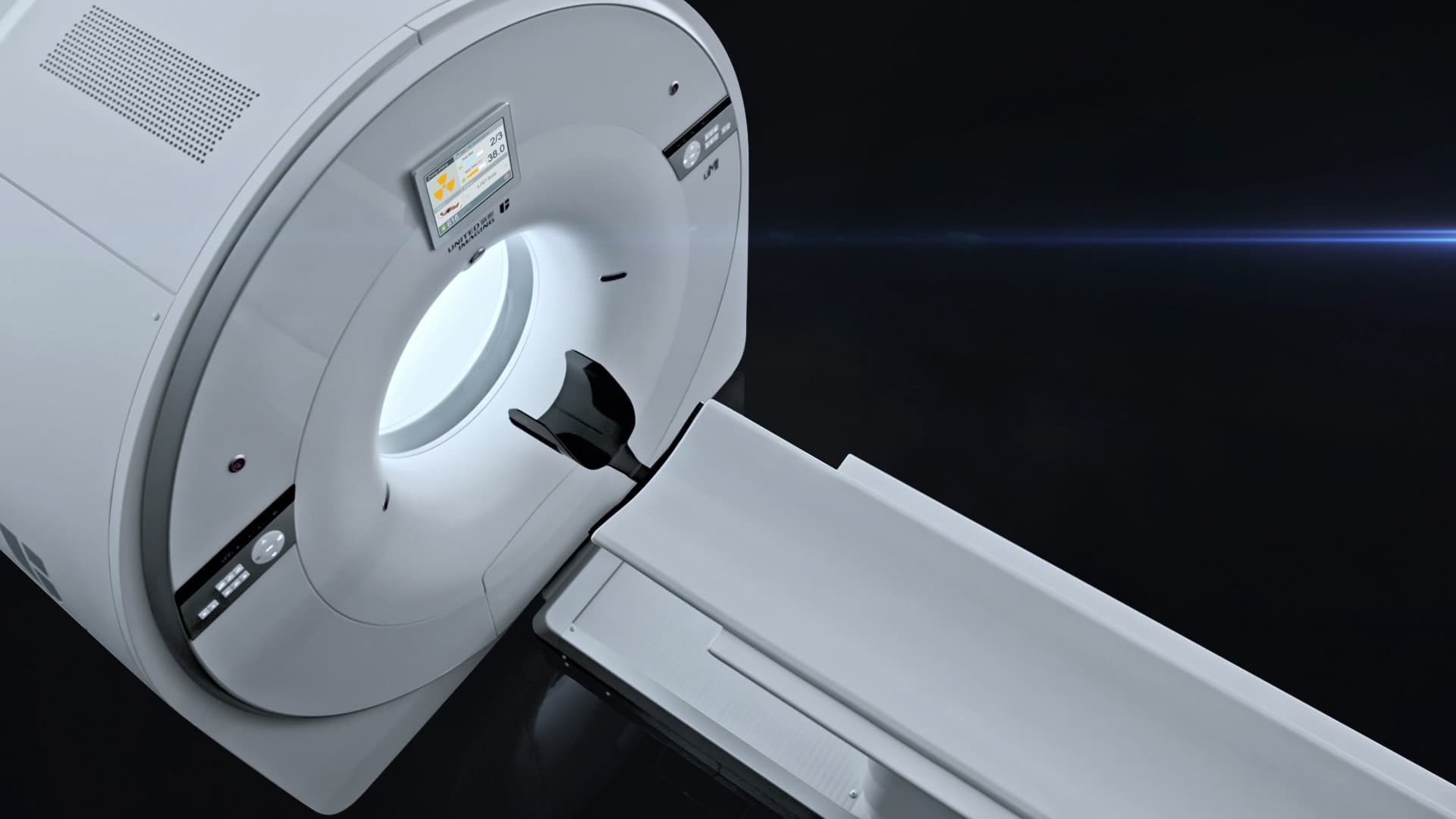 The United Imaging uMI Vista digital PET/CT scanner in the scan room at Prismaa OncoImaging, Surat